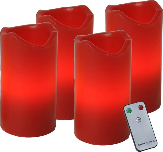 4er SET LED-Wachskerzen Set "Advent", Ø 5 x 10 H cm, rot