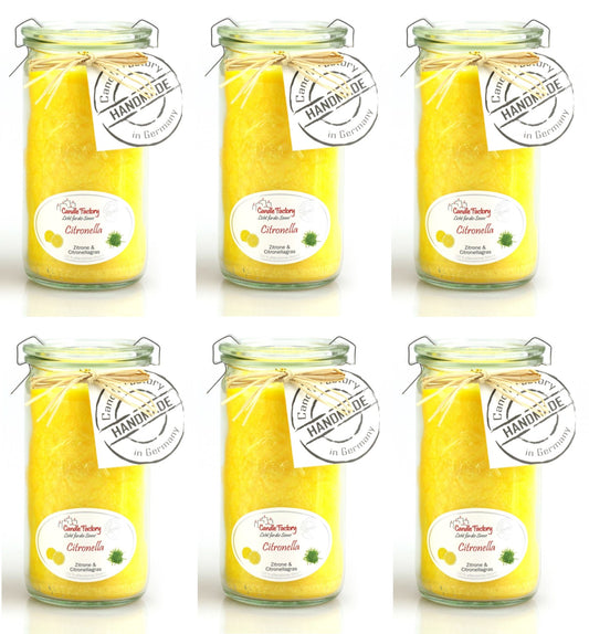6er Set Mini-Jumbo "Citronella", Stearin, gelb