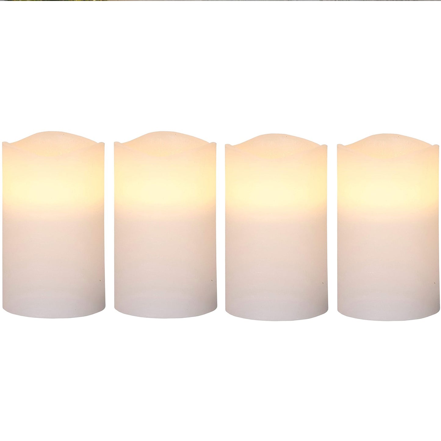 4er Set LED-Echtwachskerzen "May",  Ø 7,5 x H 12,5 cm, weiß