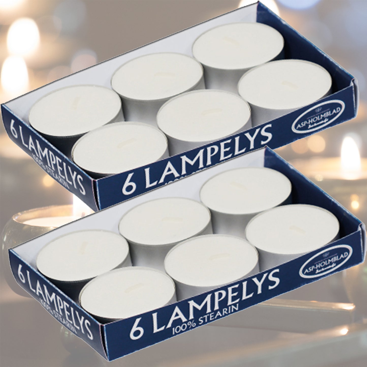 Doppelpack (2x6STk) ASP Maxi-Teelichte, 100 % Stearin, Ø 5,8 cm, weiß