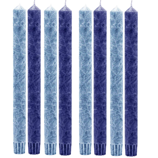 8er Farben Set (2x4) Hahn Stearin-Stabkerze, Ø 2,5 x 25 cm, hellblau & dunkelblau