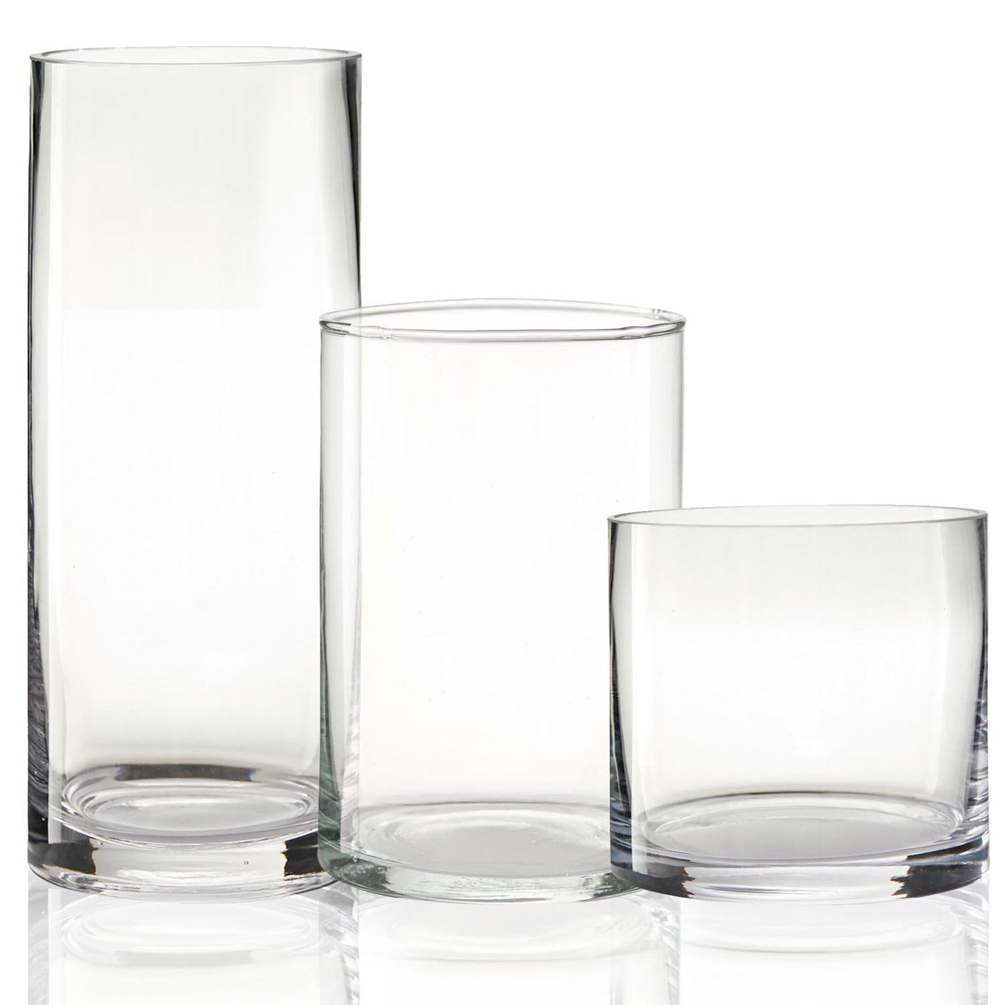 3er Set, Lotta Zylinder Vase, Glas, drei Größen