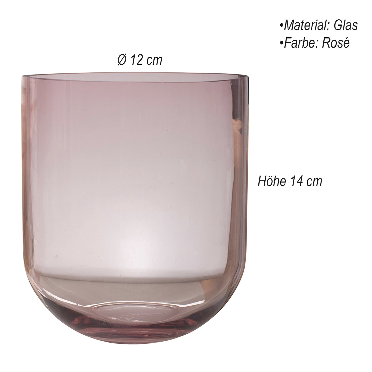 Windlichtglas "Hanami", Ø 12 x H 14cm, rosè