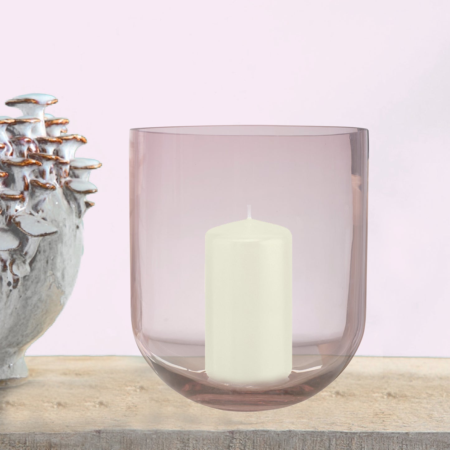 Windlichtglas "Hanami", Ø 12 x H 14cm, rosè