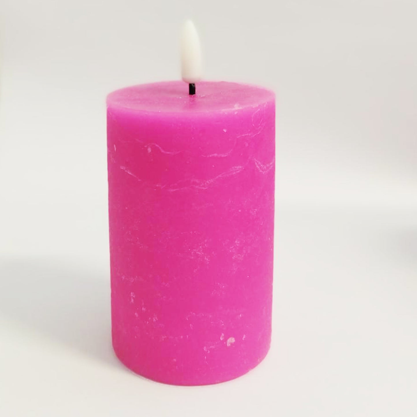 4er Set LED-Stumpenkerzen 3D "Flame", Ø 6,5 x H 10 cm, pink