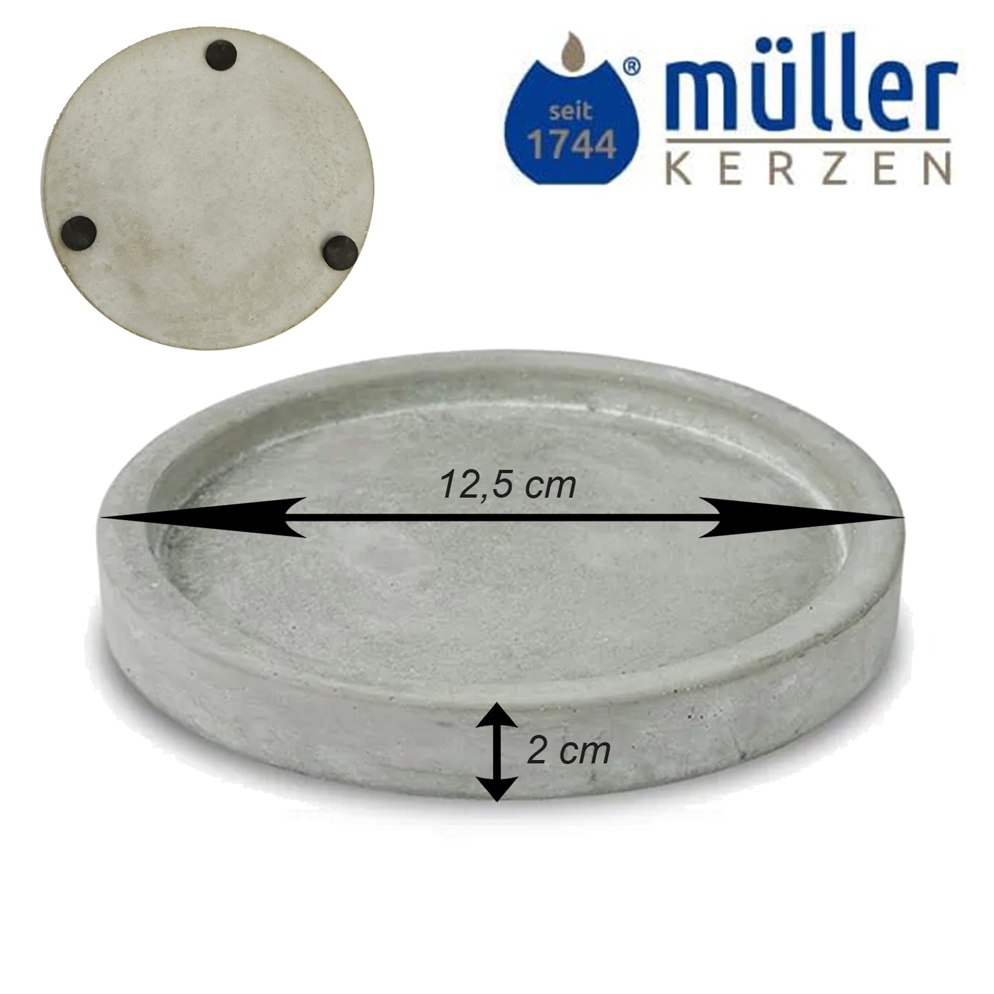 Zementteller, Ø 12,5 cm, grau
