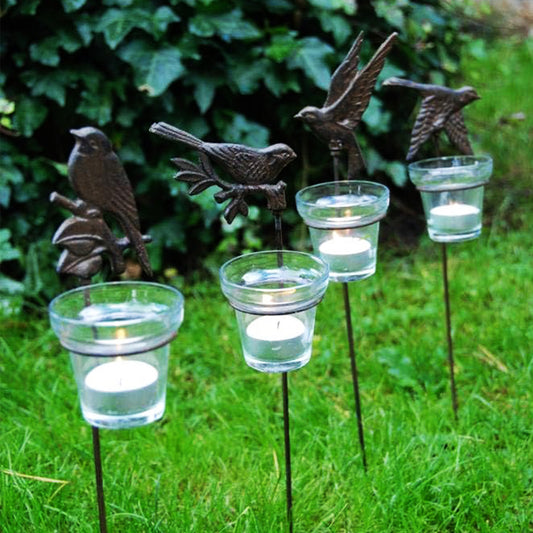 2er Set Teelichthalter Vögel inkl. Teelichtglas