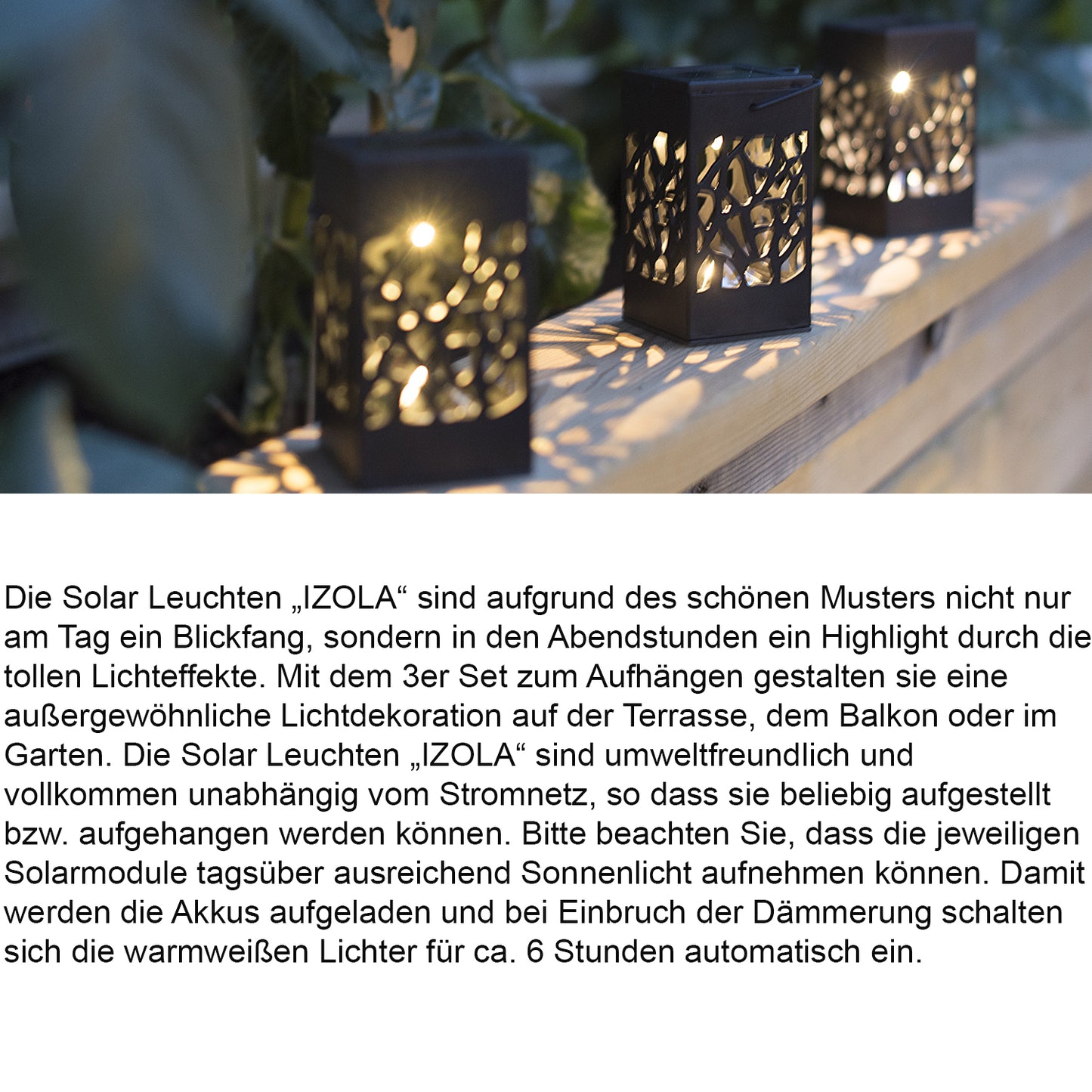 3er Set SOLAR Laternen "Izola" Mini (LED), BxT 6 cm x H 11 cm, schwarz