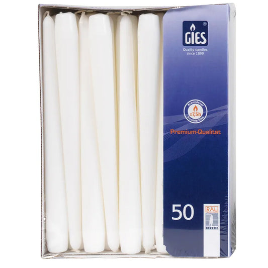 Gies Premium Spitzkerzen 50 Stk., 24,5 x 2,35 cm, weiß