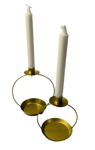 Kerzenhalter Messing, rund mit Platte, 2er Set