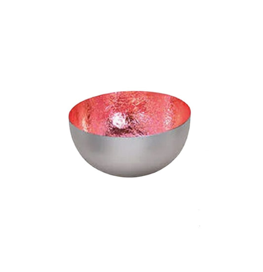 Windlicht Schale, 15 x 8 x 15 cm, rosa / Silber