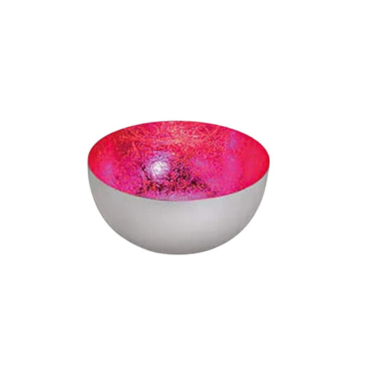 Windlicht Schale, 15 x 8 x 15 cm, Pink / Silber