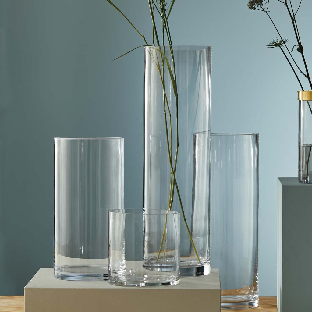2er Set Lotta Zylinder Vase, aus Glas, zwei Größen,