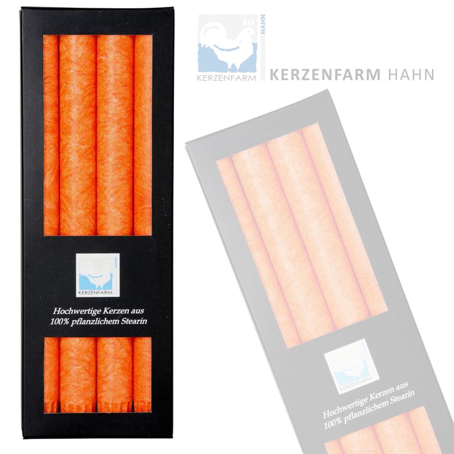 4er Pack Hahn Stearin-Stabkerze, Ø 2,5 x 22 cm, orange