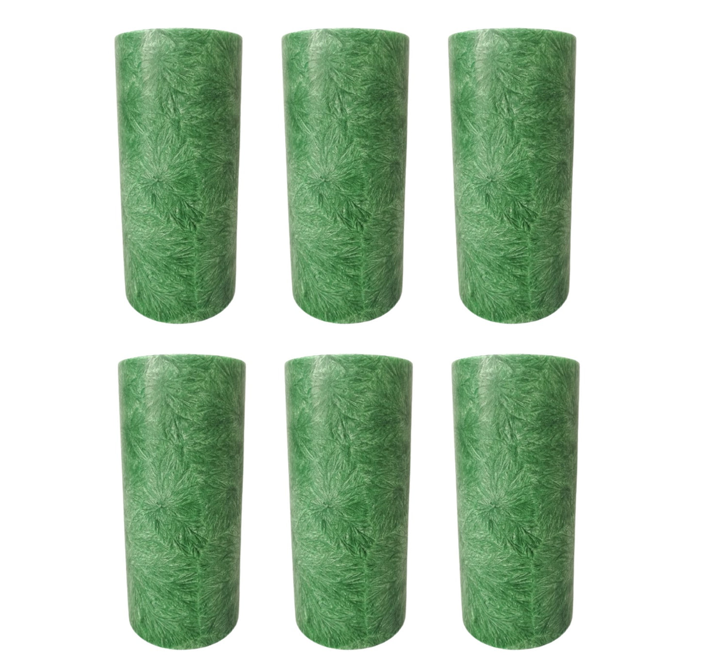 6er Set Stearin-Stumpenkerzen, 13,5 x 6,4 cm, Dunkelgrün durchgefärbt