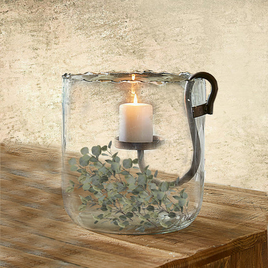 Exner Windlicht mit Kerzenhalter "Verre", Ø 25 x H 25cm, Glas/ Metall