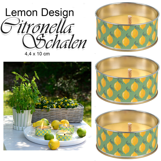 3er Set Citronella Cup "Lemon",  Ø 10 x H 4,4 cm, gelb