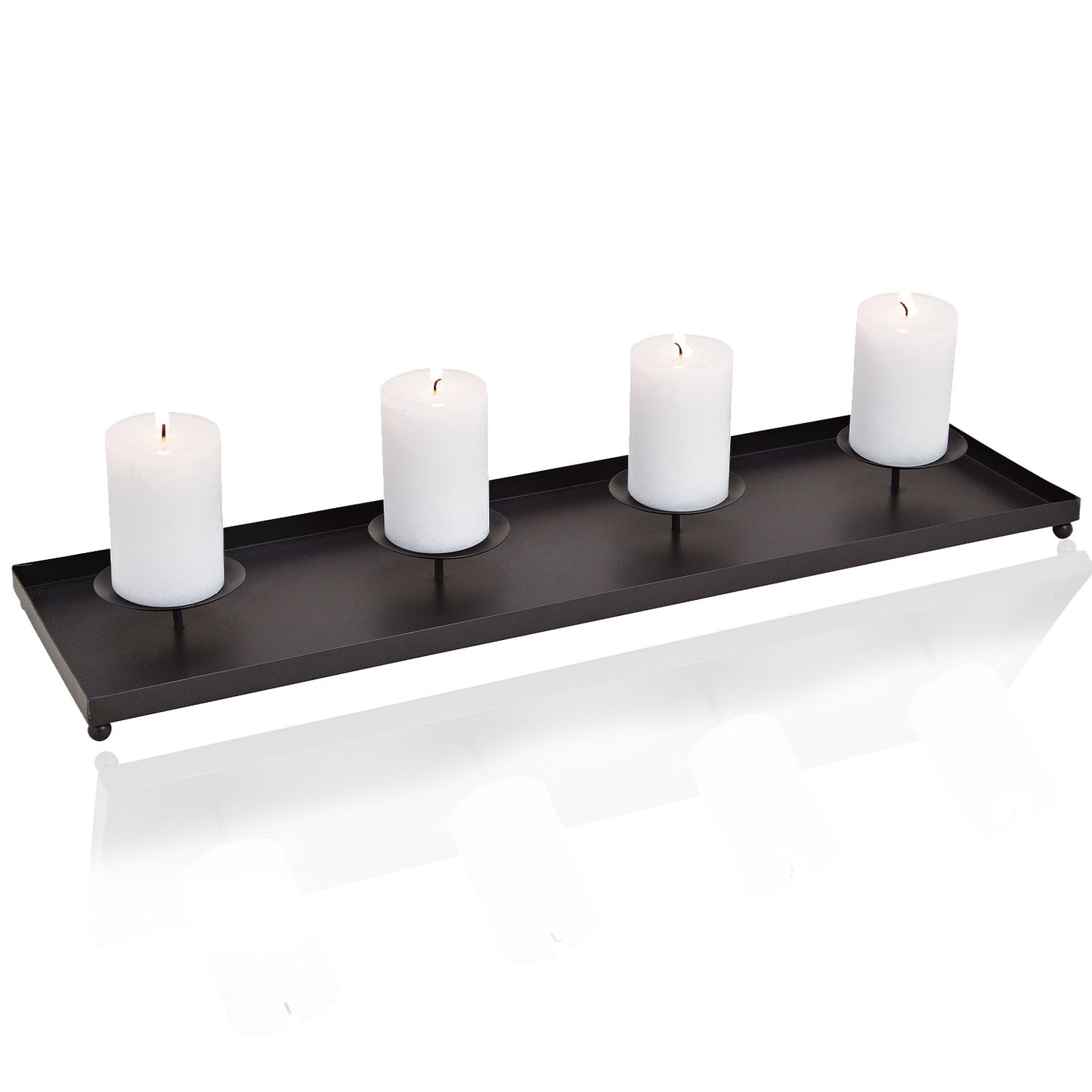 Adventsgesteck, Kerzenhalter, Metall (LxBxH) 60 x 17 x 6 cm, schwarz