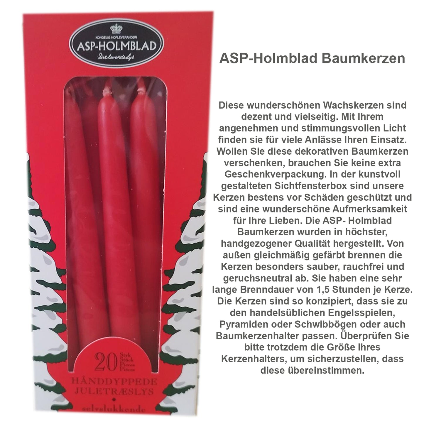 ASP Baumkerzen SELBSTLÖSCHEND, 20 Stk., 12 x 1,2 cm, rot