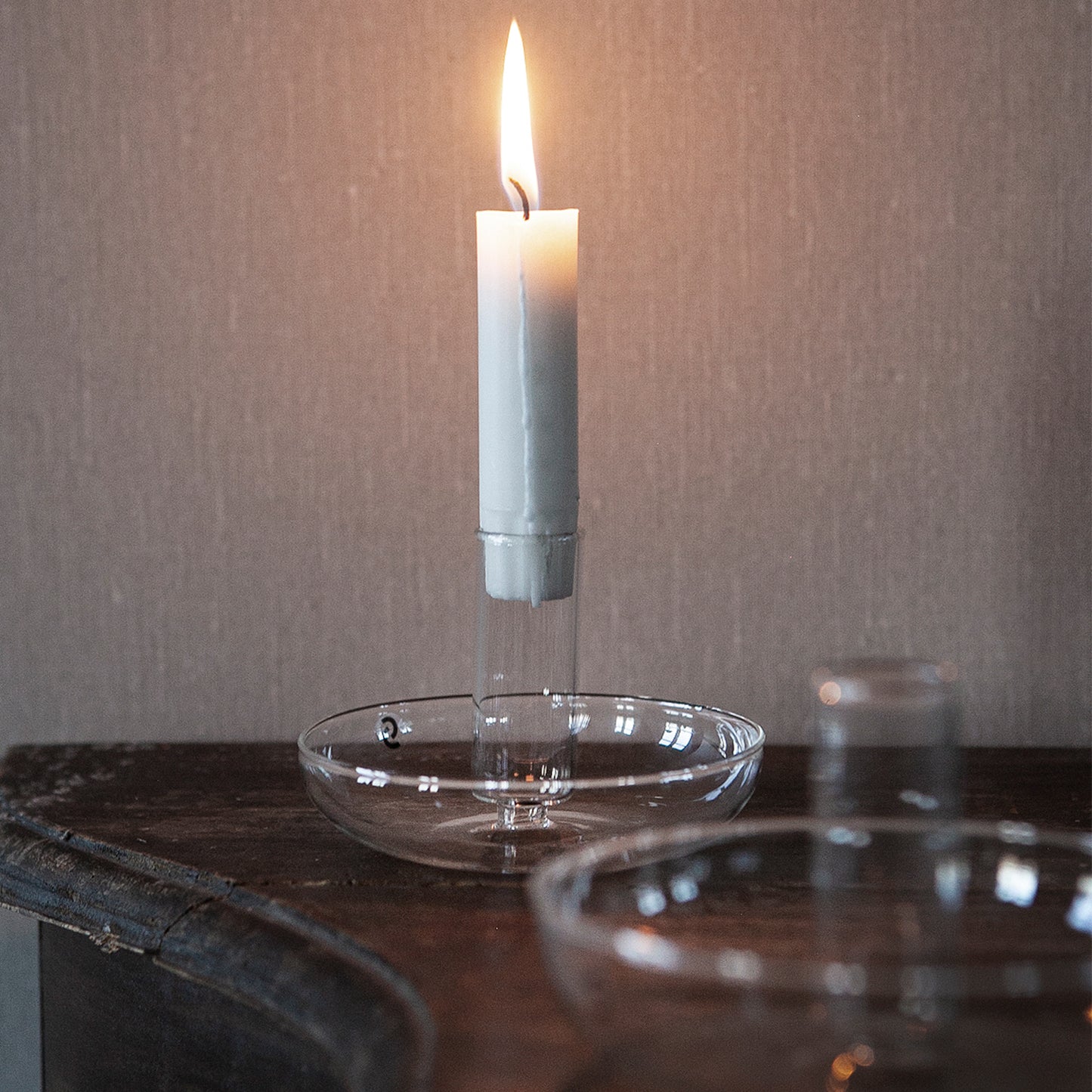 2er Set Skensta Kerzenhalter aus Glas, Ø 13 x H 7 cm, klar