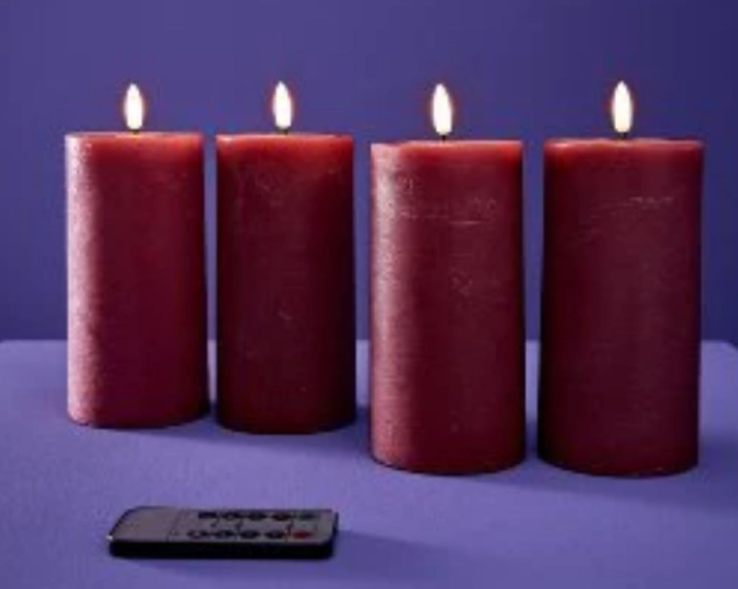 4er Set LED-Stumpenkerzen 3D "Flame", Ø 7,5 x H 15 cm, rot